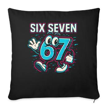 Six Seven 67 Meme Glitch Mascot Italian Brainrot - Sofa pillowcase 17,3'' x 17,3'' (45 x 45 cm) - black - Front