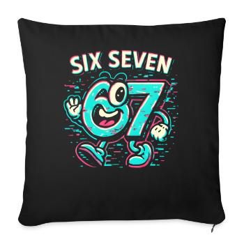 Six Seven 67 Meme Glitch Mascot Italian Brainrot - Sofa pillowcase 17,3'' x 17,3'' (45 x 45 cm) - black - Front