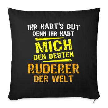 Ruderer Geschenk - Sofakissenbezug 45 x 45 cm - Schwarz - Vorne