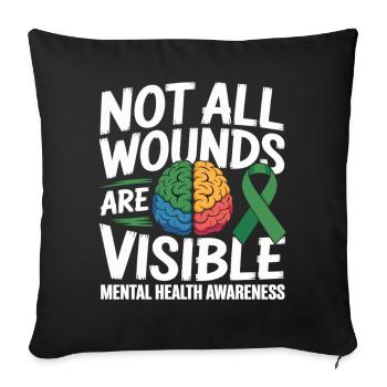 Not All Wounds Are Visible – Mental Health - Sofa pillowcase 17,3'' x 17,3'' (45 x 45 cm) - black - Front