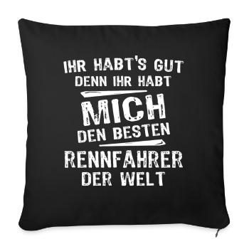 Rennfahrer - Sofakissenbezug 45 x 45 cm - Schwarz - Vorne
