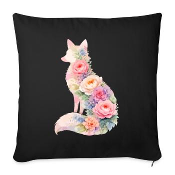 Silhouette florale pastel Fox - Housse de coussin décorative 45 x 45 cm - noir - Devant