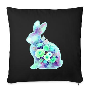 Bunny Watercolor Flowers Easter - Sofa pillowcase 17,3'' x 17,3'' (45 x 45 cm) - black - Front