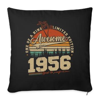 Cadeau d’anniversaire vintage vintage rétro de 1956 - Housse de coussin décorative 45 x 45 cm - noir - Devant