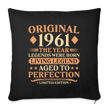 Original 1961 – 65th Birthday Vintage Design - Sofa pillowcase 17,3'' x 17,3'' (45 x 45 cm) - black - Front