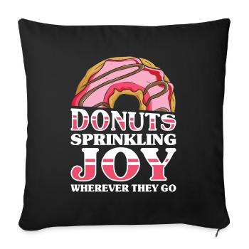 Restauration rapide en donuts - Housse de coussin décorative 45 x 45 cm - noir - Devant