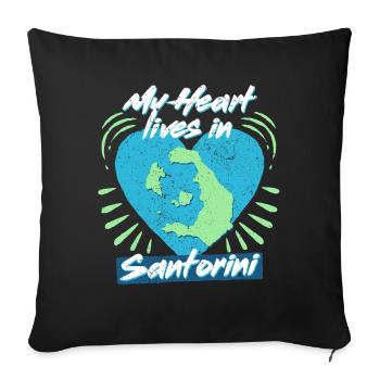 Mon cœur vit à Santorin - Housse de coussin décorative 45 x 45 cm - noir - Devant