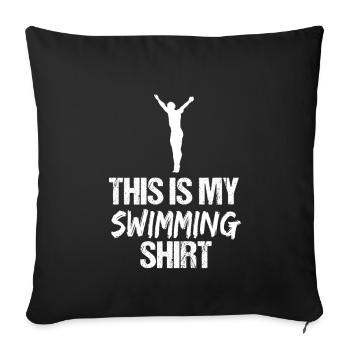 This Is My Swimming Shirt Funny Swimmer Silhouette - Sofa pillowcase 17,3'' x 17,3'' (45 x 45 cm) - black - Front
