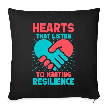 Volunteer Appreciation Hearts That Listen - Sofa pillowcase 17,3'' x 17,3'' (45 x 45 cm) - black - Front