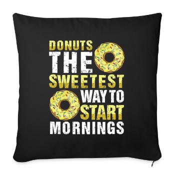 Restauration rapide en donuts - Housse de coussin décorative 45 x 45 cm - noir - Devant