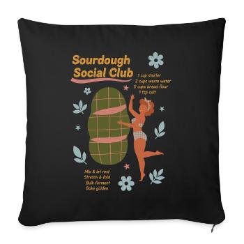Sourdough Social Club Bread Baking Baker - Sofa pillowcase 17,3'' x 17,3'' (45 x 45 cm) - black - Front