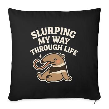 Profiter de la vie | Mignonne fourmilier - Housse de coussin décorative 45 x 45 cm - noir - Devant
