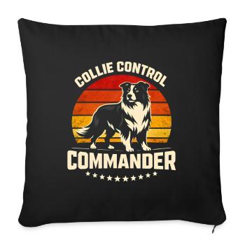 Collie Commando | Border Collie Retro - Sofa pillowcase 17,3'' x 17,3'' (45 x 45 cm) - black - Front