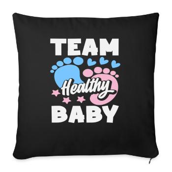 Fête de révélation du sexe de l’équipe Bébé en Bonne Santé - Housse de coussin décorative 45 x 45 cm - noir - Devant