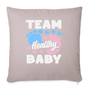 Fête de révélation du sexe de l’équipe Bébé en Bonne Santé - Housse de coussin décorative 45 x 45 cm - taupe clair - Devant