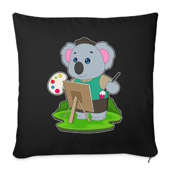 Peintre Koala Peinture au pinceau - Housse de coussin décorative 45 x 45 cm - noir - Devant
