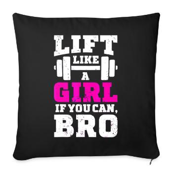 Entraîne comme une fille si tu peux, mec gym - Housse de coussin décorative 45 x 45 cm - noir - Devant