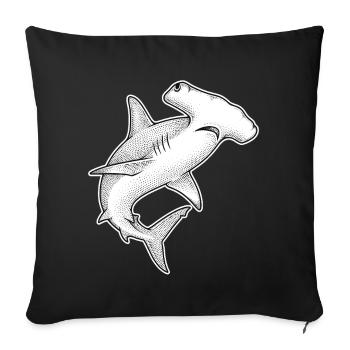 Illustration en points du requin-marteau - Housse de coussin décorative 45 x 45 cm - noir - Devant