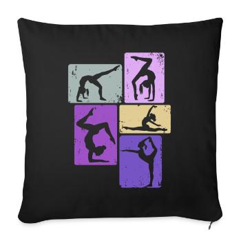 Gymnaste Fille Gymnastique Acrobatie - Housse de coussin décorative 45 x 45 cm - noir - Devant