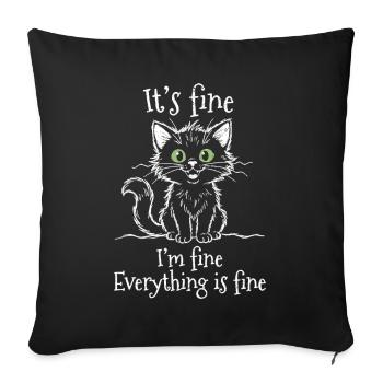 Ça va, je vais bien, tout va bien, chats - Housse de coussin décorative 45 x 45 cm - noir - Devant