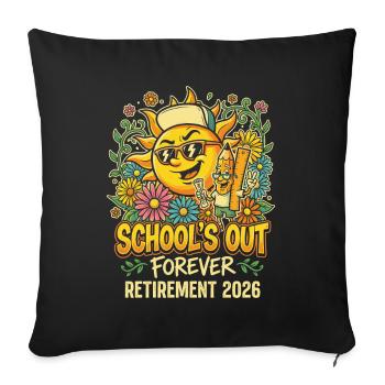 Sun jubilation School end 2026 retirement - Sofa pillowcase 17,3'' x 17,3'' (45 x 45 cm) - black - Front