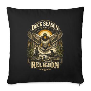 La chasse aux canards La saison des canards est ma religion - Housse de coussin décorative 45 x 45 cm - noir - Devant