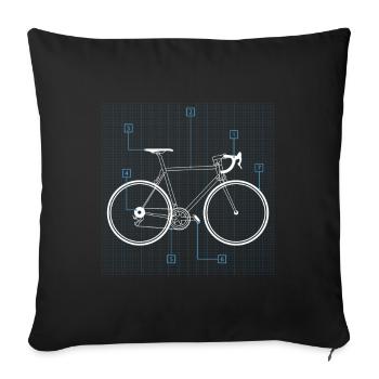 Bicycle Blueprint Vintage Bicycle Rider Design - Sofa pillowcase 17,3'' x 17,3'' (45 x 45 cm) - black - Front