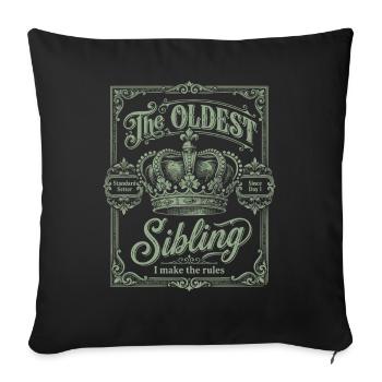 L’aîné des frères ou sœurs que je crée Le blason vintage des règles - Housse de coussin décorative 45 x 45 cm - noir - Devant