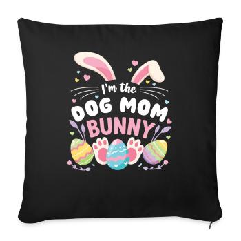 Je suis la famille de Pâques Douce Maman Chien - Housse de coussin décorative 45 x 45 cm - noir - Devant