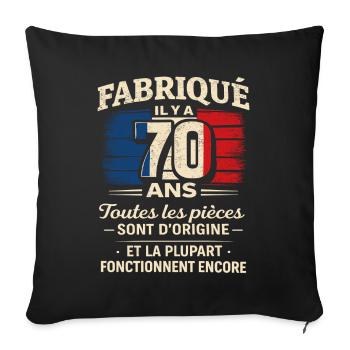 Fabriqué Il y a 70 Ans Vintage Humour Anniversaire - Housse de coussin décorative 45 x 45 cm - noir - Devant