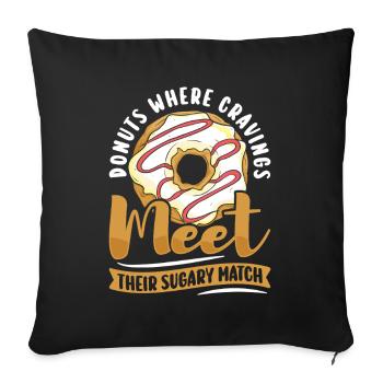 Restauration rapide en donuts - Housse de coussin décorative 45 x 45 cm - noir - Devant