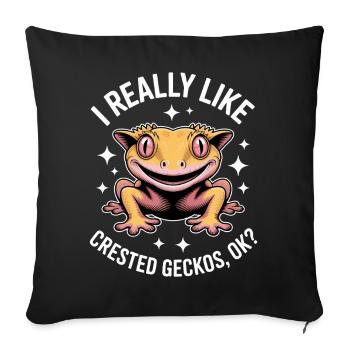 Crowned Gecko Sayings Funny Crowned Gecko Gift - Sofa pillowcase 17,3'' x 17,3'' (45 x 45 cm) - black - Front