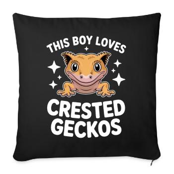 Crowned Gecko Sayings Funny Crowned Gecko Gift - Sofa pillowcase 17,3'' x 17,3'' (45 x 45 cm) - black - Front