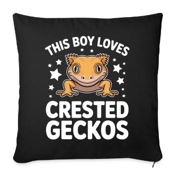 Crowned Gecko Sayings Funny Crowned Gecko Gift - Sofa pillowcase 17,3'' x 17,3'' (45 x 45 cm) - black - Front