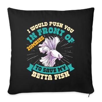 Aquarium Poissonnier Siamois Propriétaire de Poissons Combattants - Housse de coussin décorative 45 x 45 cm - noir - Devant