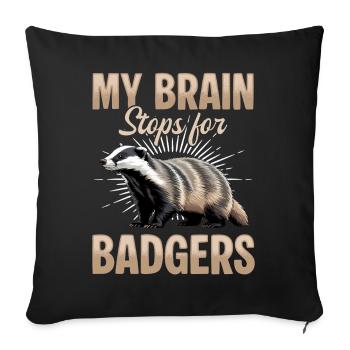 Funny Animal Badger - Sofa pillowcase 17,3'' x 17,3'' (45 x 45 cm) - black - Front