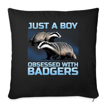 Funny Animal Badger - Sofa pillowcase 17,3'' x 17,3'' (45 x 45 cm) - black - Front