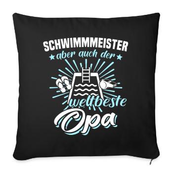 Bademeister Opa Schwimmmeister - Sofakissenbezug 45 x 45 cm - Schwarz - Vorne