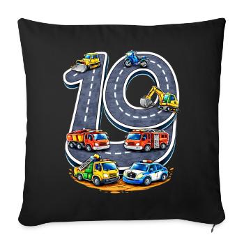 90Years of Road Construction Illustration - Sofa pillowcase 17,3'' x 17,3'' (45 x 45 cm) - black - Front