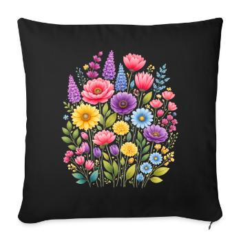 Vintage Flower Women Wildflower Garden Garden - Sofa pillowcase 17,3'' x 17,3'' (45 x 45 cm) - black - Front