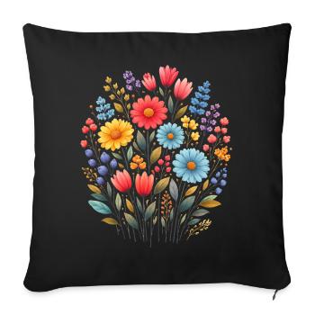Vintage Flower Women Wildflower Garden Garden - Sofa pillowcase 17,3'' x 17,3'' (45 x 45 cm) - black - Front