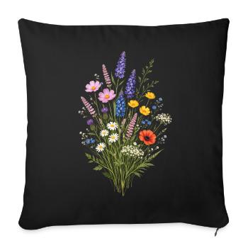 Vintage Flower Women Wildflower Garden Garden - Sofa pillowcase 17,3'' x 17,3'' (45 x 45 cm) - black - Front