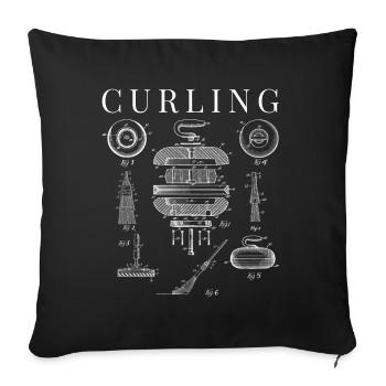 Curling Curling Winter Sport Bonspiel Balai - Housse de coussin décorative 45 x 45 cm - noir - Devant
