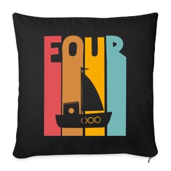 4th Birthday Sailboat - Sofa pillowcase 17,3'' x 17,3'' (45 x 45 cm) - black - Front