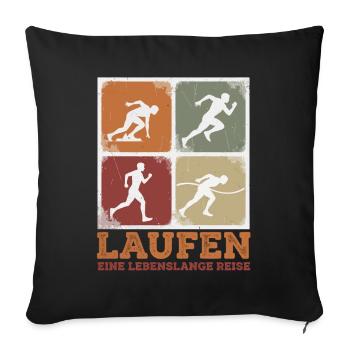 Laufen Lebenslange Reise - Sofakissenbezug 45 x 45 cm - Schwarz - Vorne