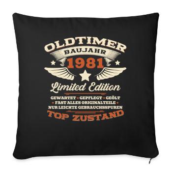 45e anniversaire cadeau de mari Voiture ancienne année 1981 - Housse de coussin décorative 45 x 45 cm - noir - Devant