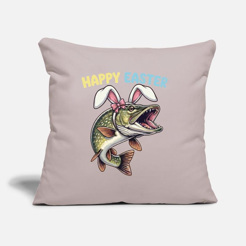 Easter fish pike with rabbit ears Sofa pillowcase 17,3'' x 17,3'' (45 x 45 cm)