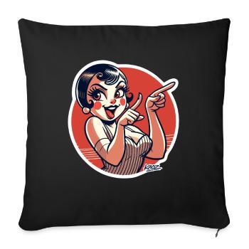 Rétro Pinup Vibe en rouge gras - Housse de coussin décorative 45 x 45 cm - noir - Devant