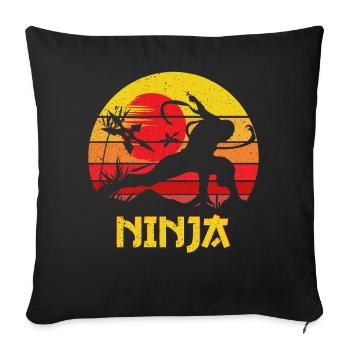 Sunset Ninja Silhouette - Sofa pillowcase 17,3'' x 17,3'' (45 x 45 cm) - black - Front