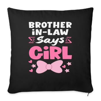 Le demi-frère dit que la fille révèle le sexe - Housse de coussin décorative 45 x 45 cm - noir - Devant
